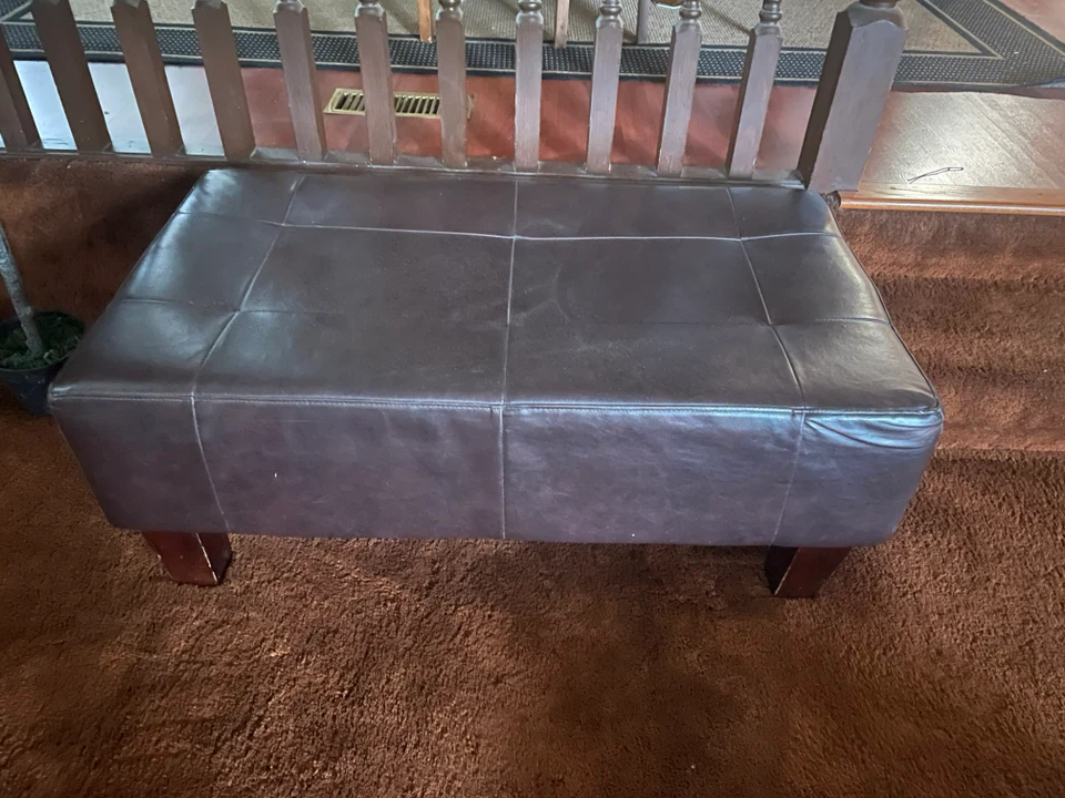 Dark Brown Faux Leather Ottoman