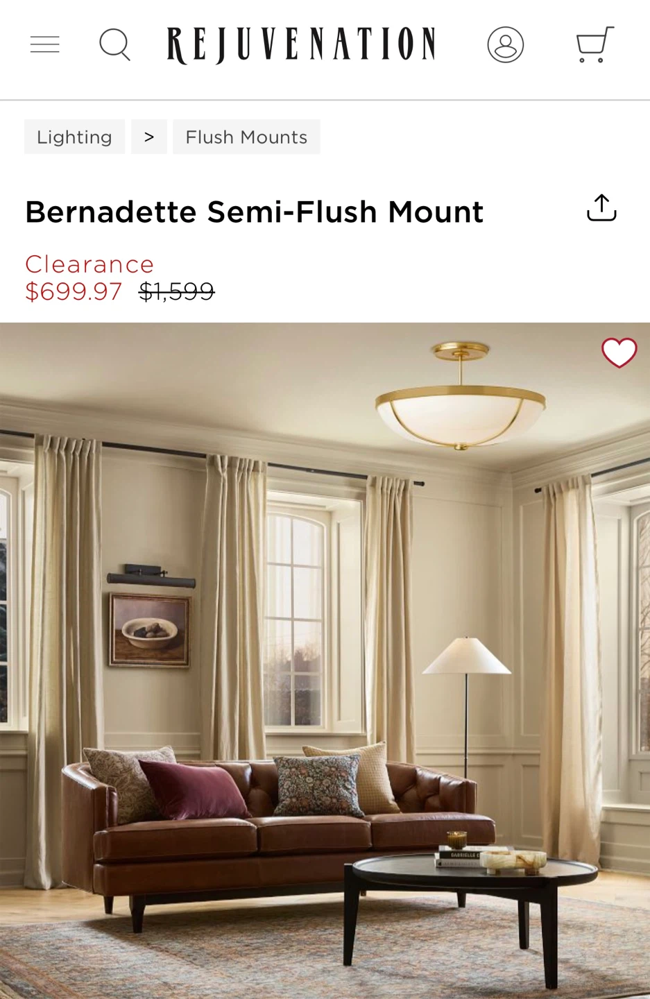 Rejuvenation Bernadette Semi-Flush Mount