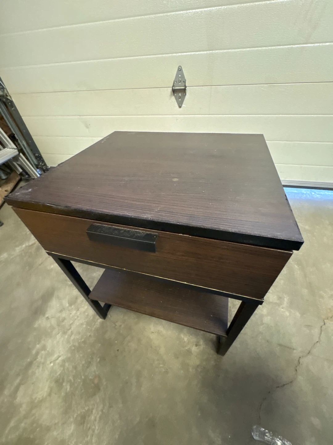 Dark Wood and Metal Nightstand - photo 2