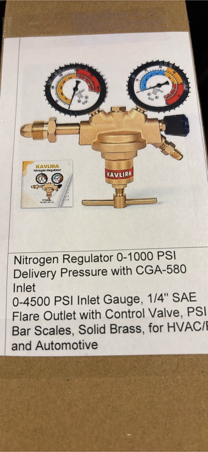 KAVLIRA Nitrogen Regulator 0-1000 PSI