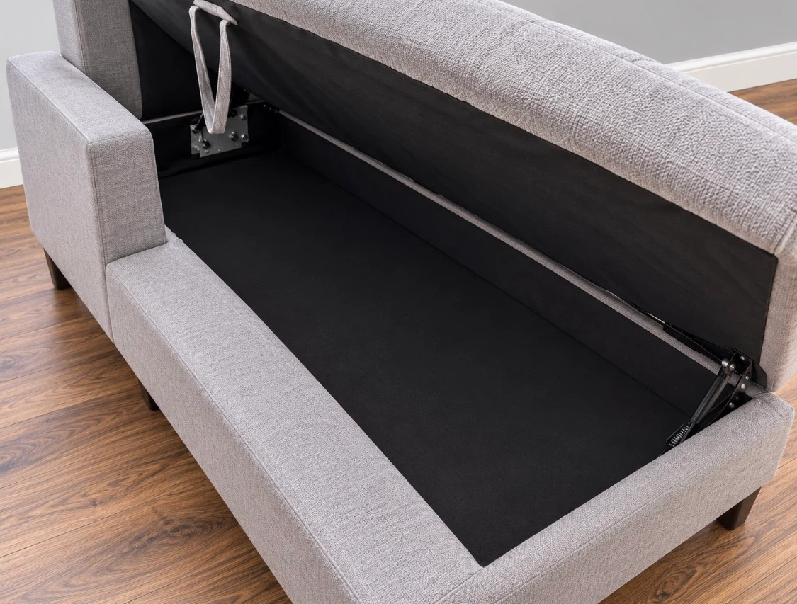 New Gray Storage Chaise Sofa Chair - photo 2
