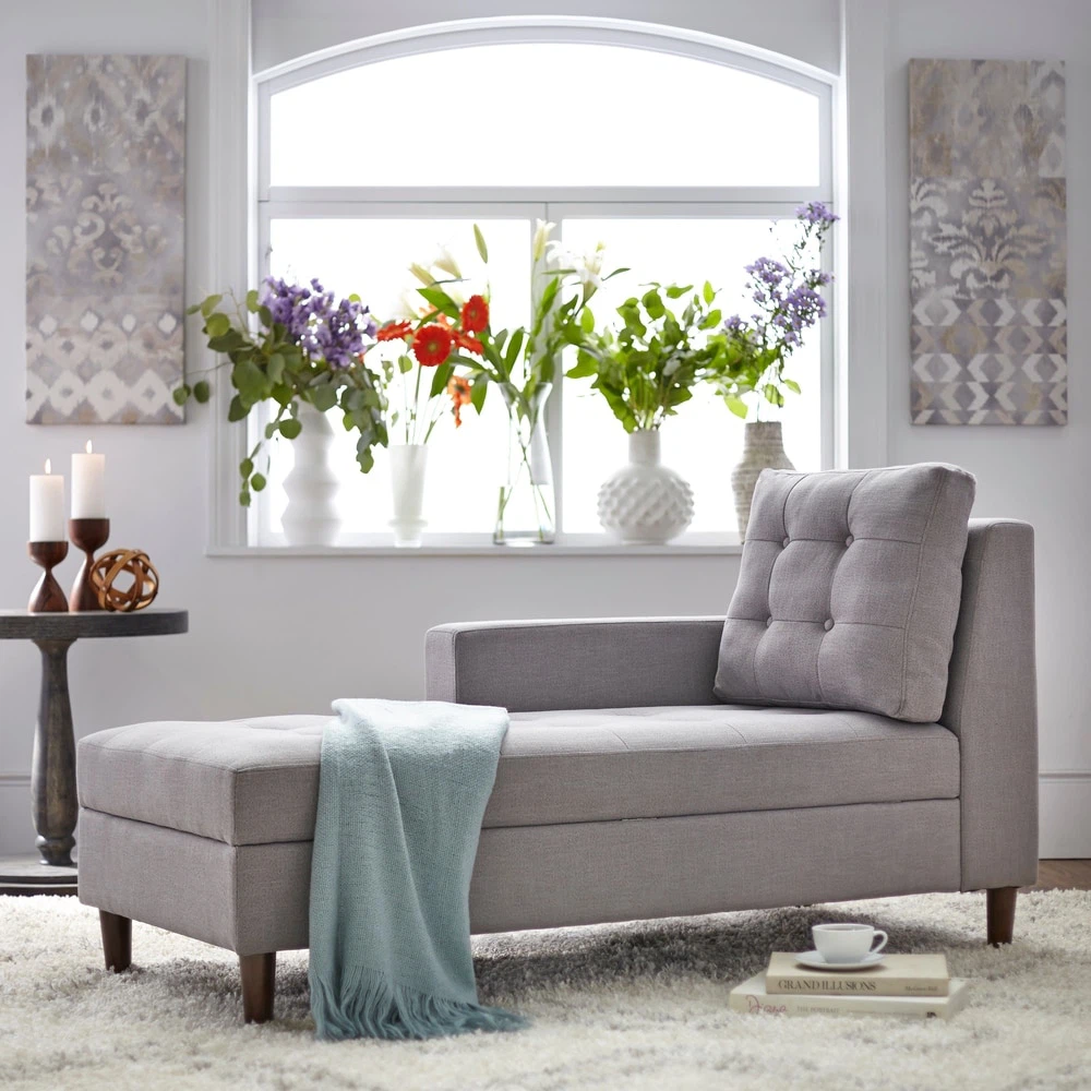 New Gray Storage Chaise Sofa Chair - photo 3