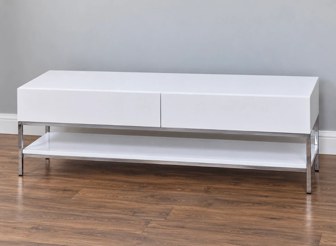 New Modern Storage TV Stand Console - White High Gloss