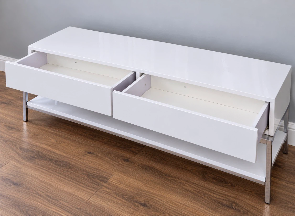 New Modern Storage TV Stand Console - White High Gloss - photo 2