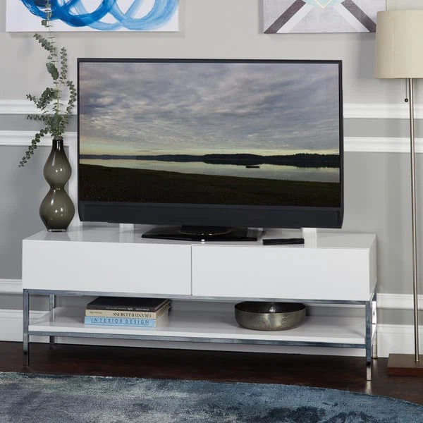 New Modern Storage TV Stand Console - White High Gloss - photo 3