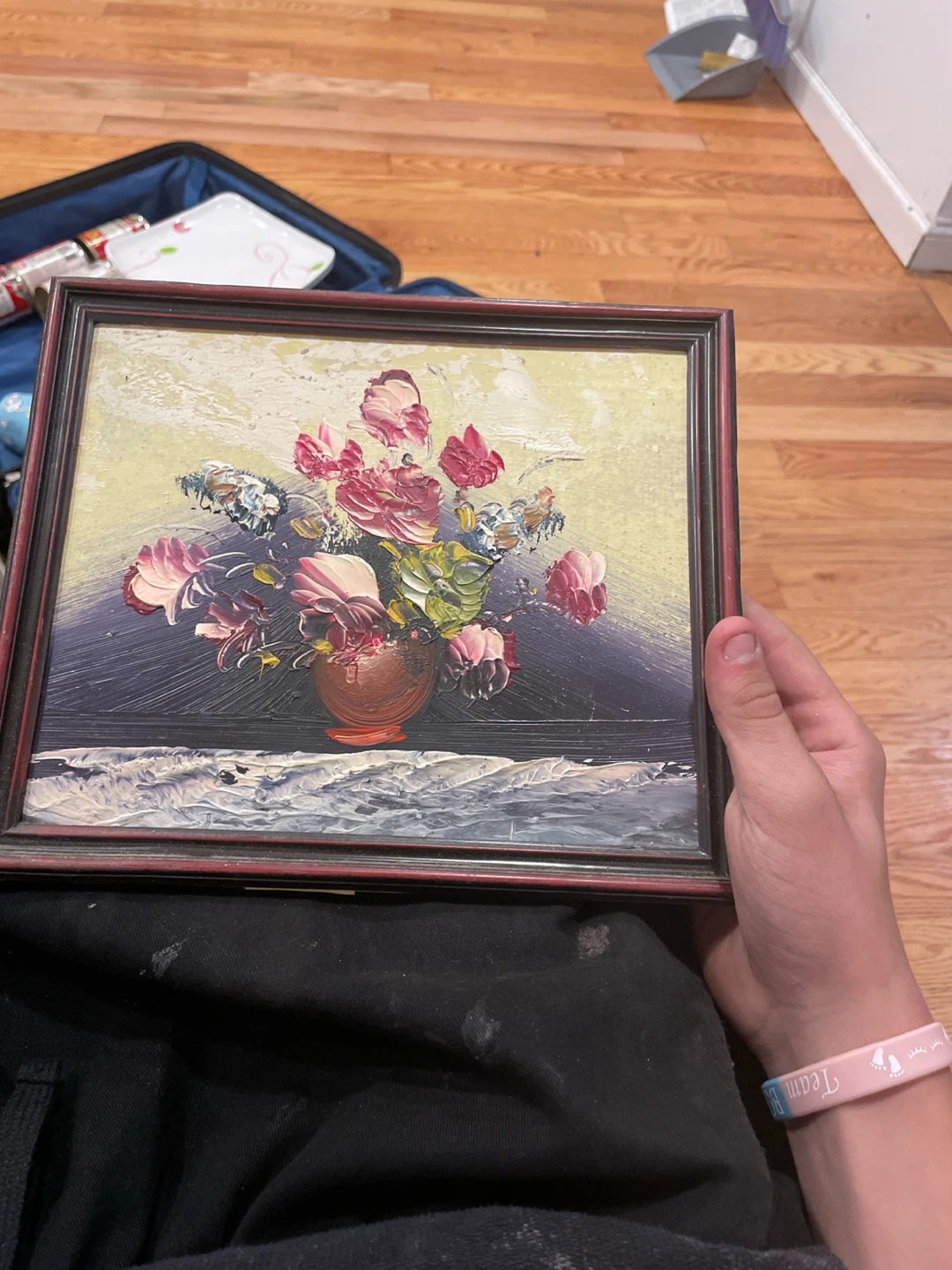 Framed Oil Painting of Flowers