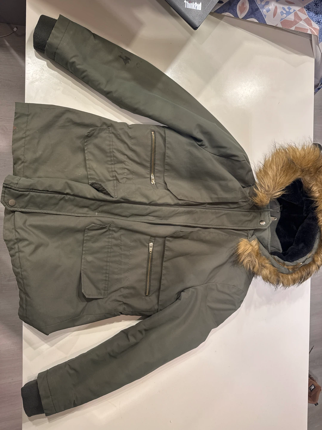 Zara Basic Olive Green Parka