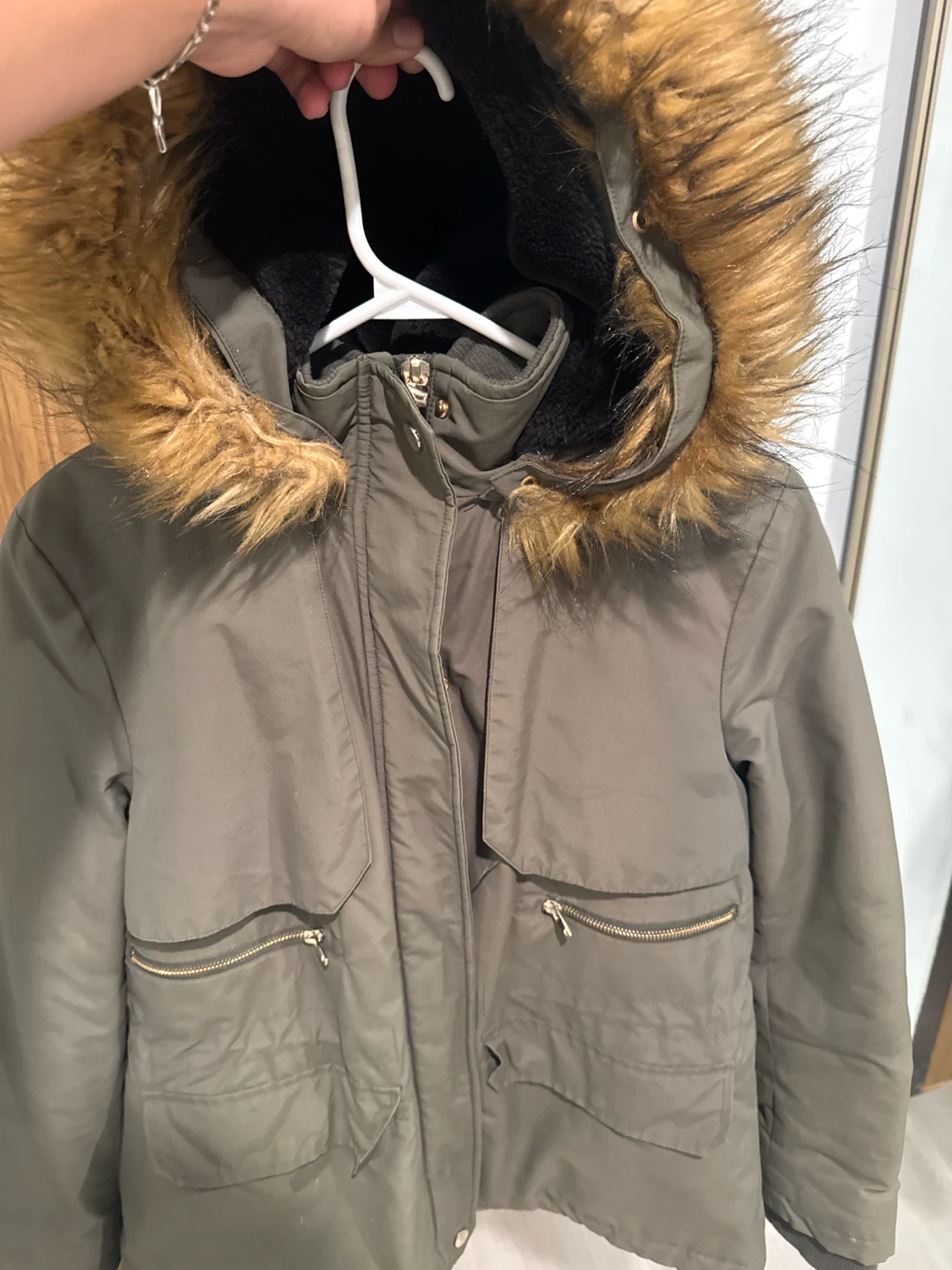 Zara Basic Olive Green Parka - photo 4