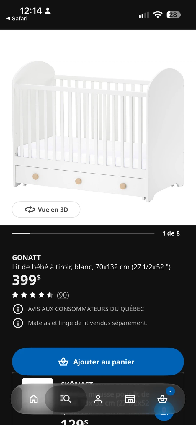IKEA Gonatt baby crib with drawer