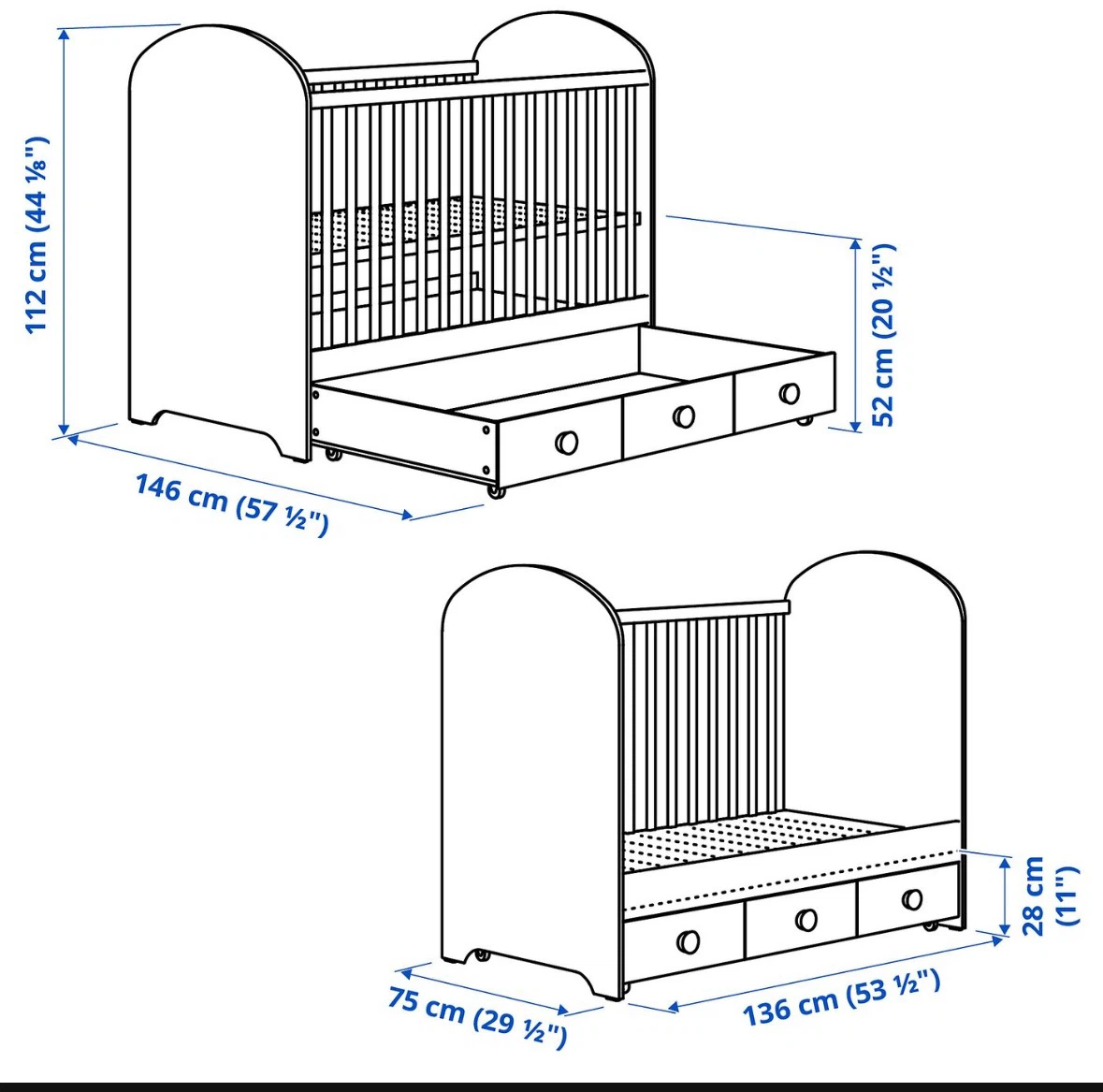 IKEA Gonatt baby crib with drawer - photo 4