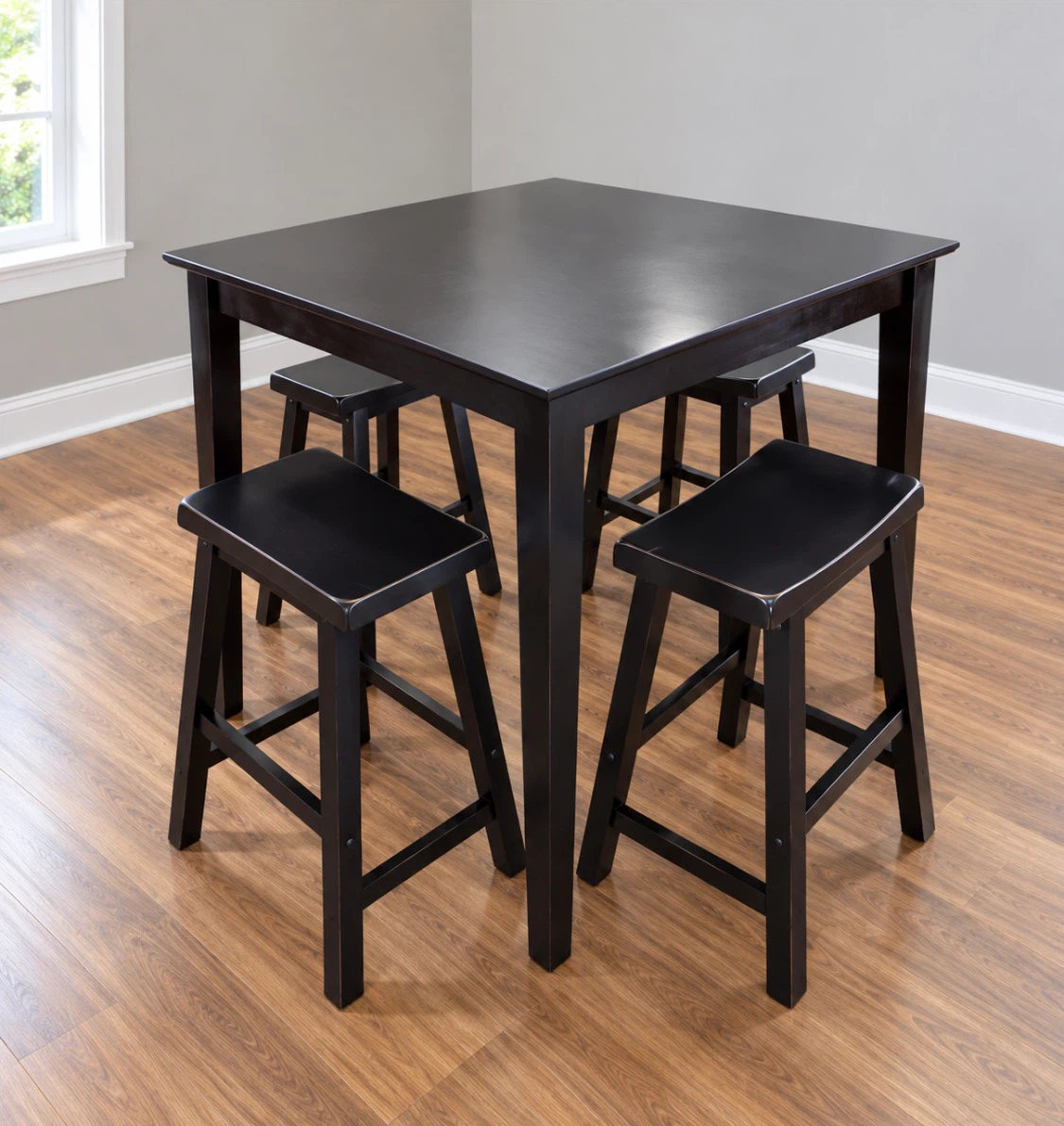 New Square Black 5 PC Counter Height Dining Kitchen Set