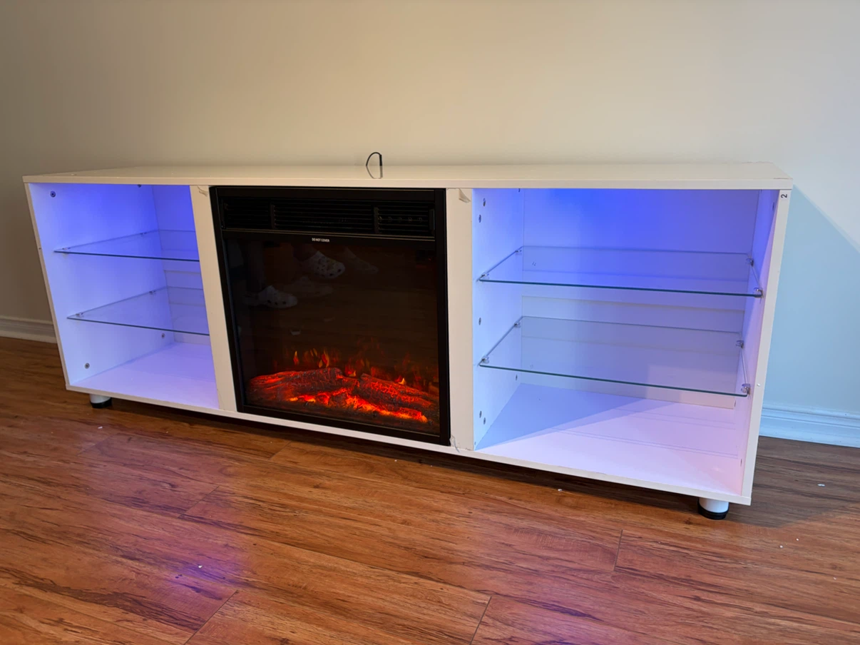 New Electric Fireplace TV Stand with LED Lights