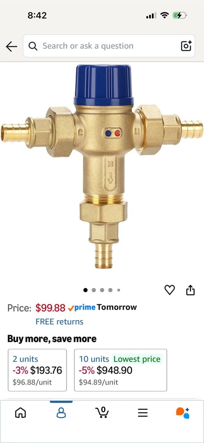 Thermostatic Mixing Valve 1/2 Inch PEX Brass - photo 3