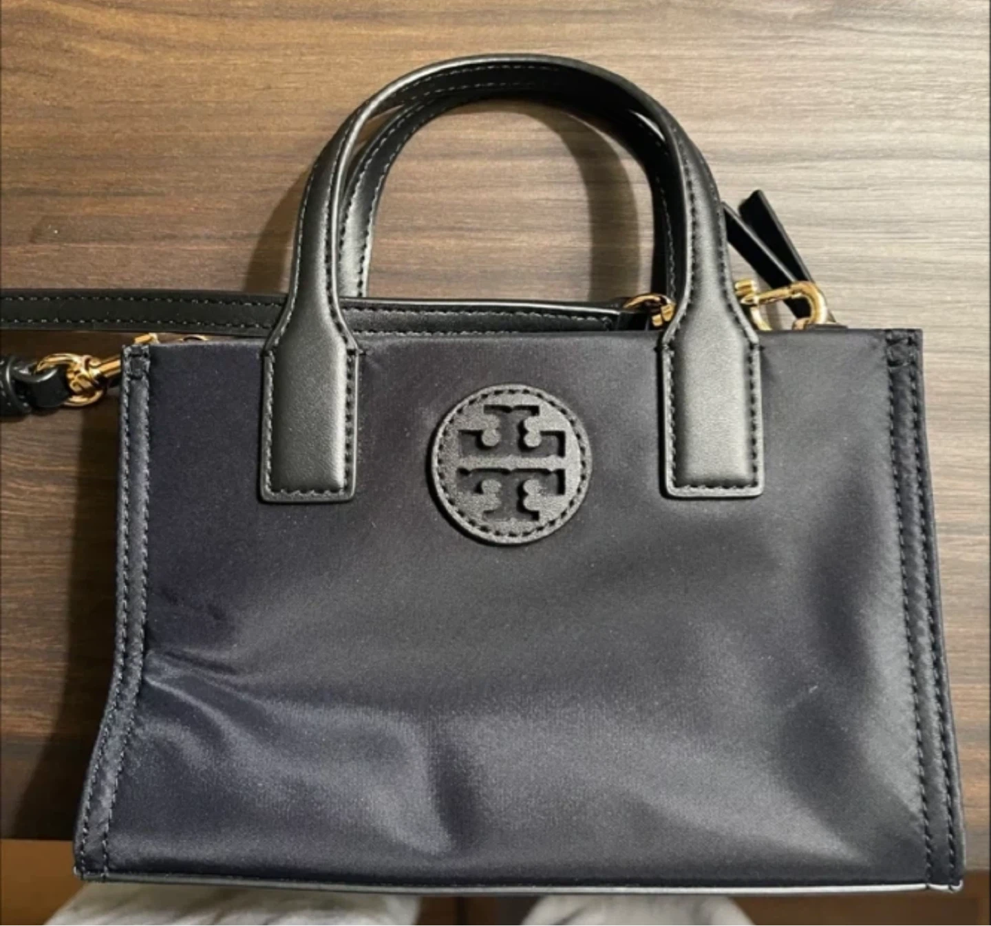 Tory Burch Black Nylon Mini Tote
