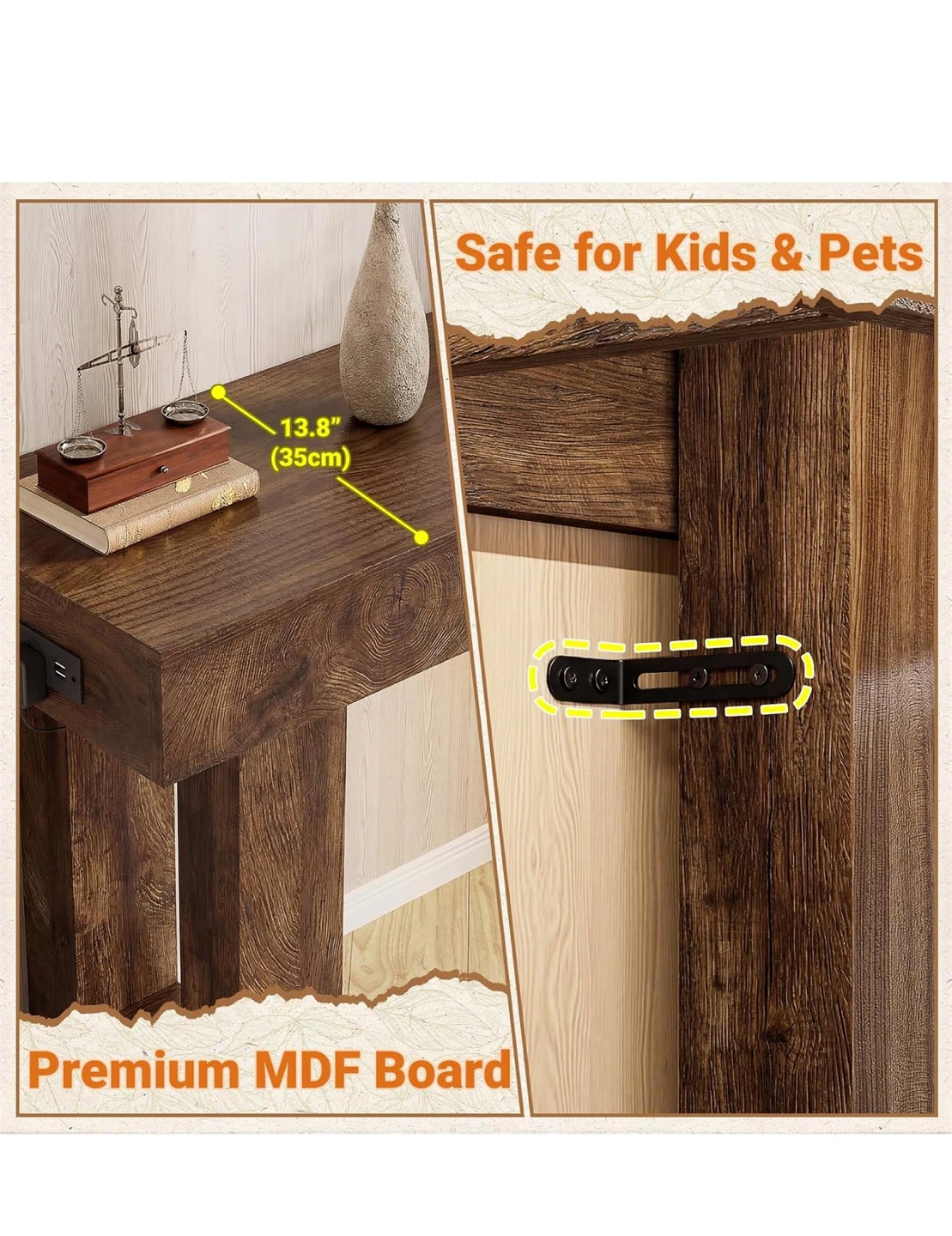 Console Table with Power Outlets and Motion Light - photo 4