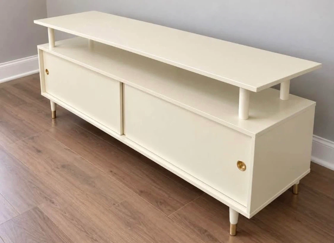New Large Mid Century Modern TV Stand Console - Antique White - photo 2