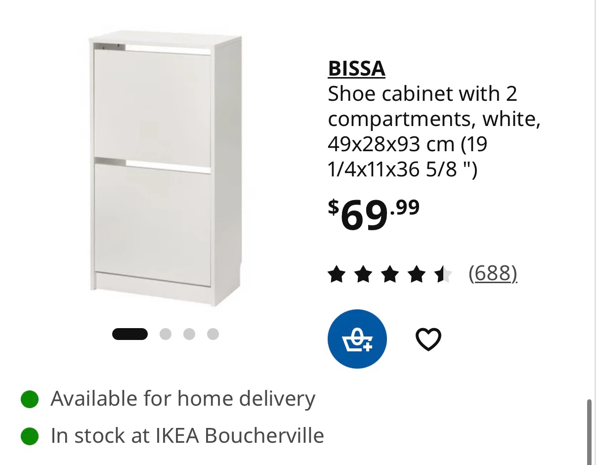 IKEA BISSA 2-Compartment Shoe Cabinet