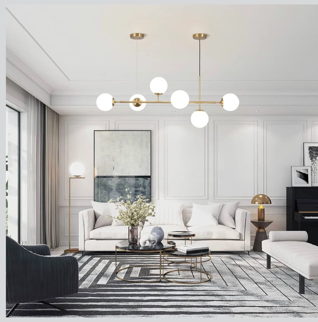 KCO Lights Modern Brass and Glass Chandelier - photo 3