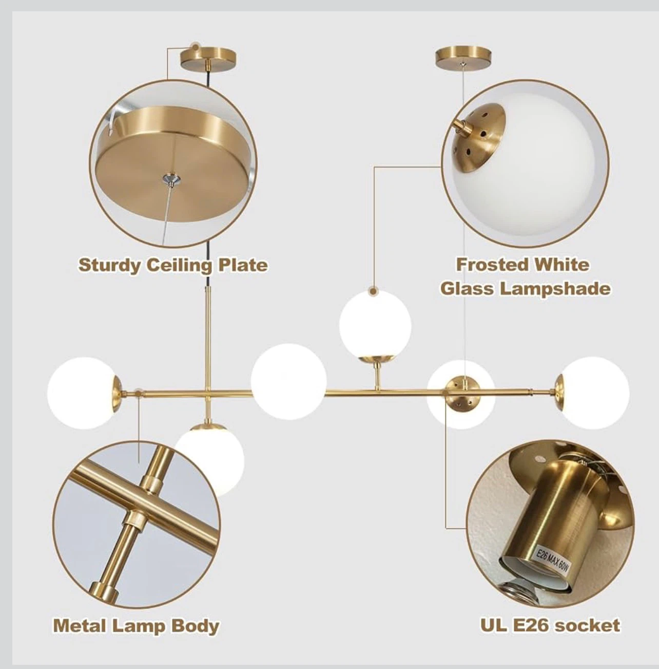 KCO Lights Modern Brass and Glass Chandelier - photo 4