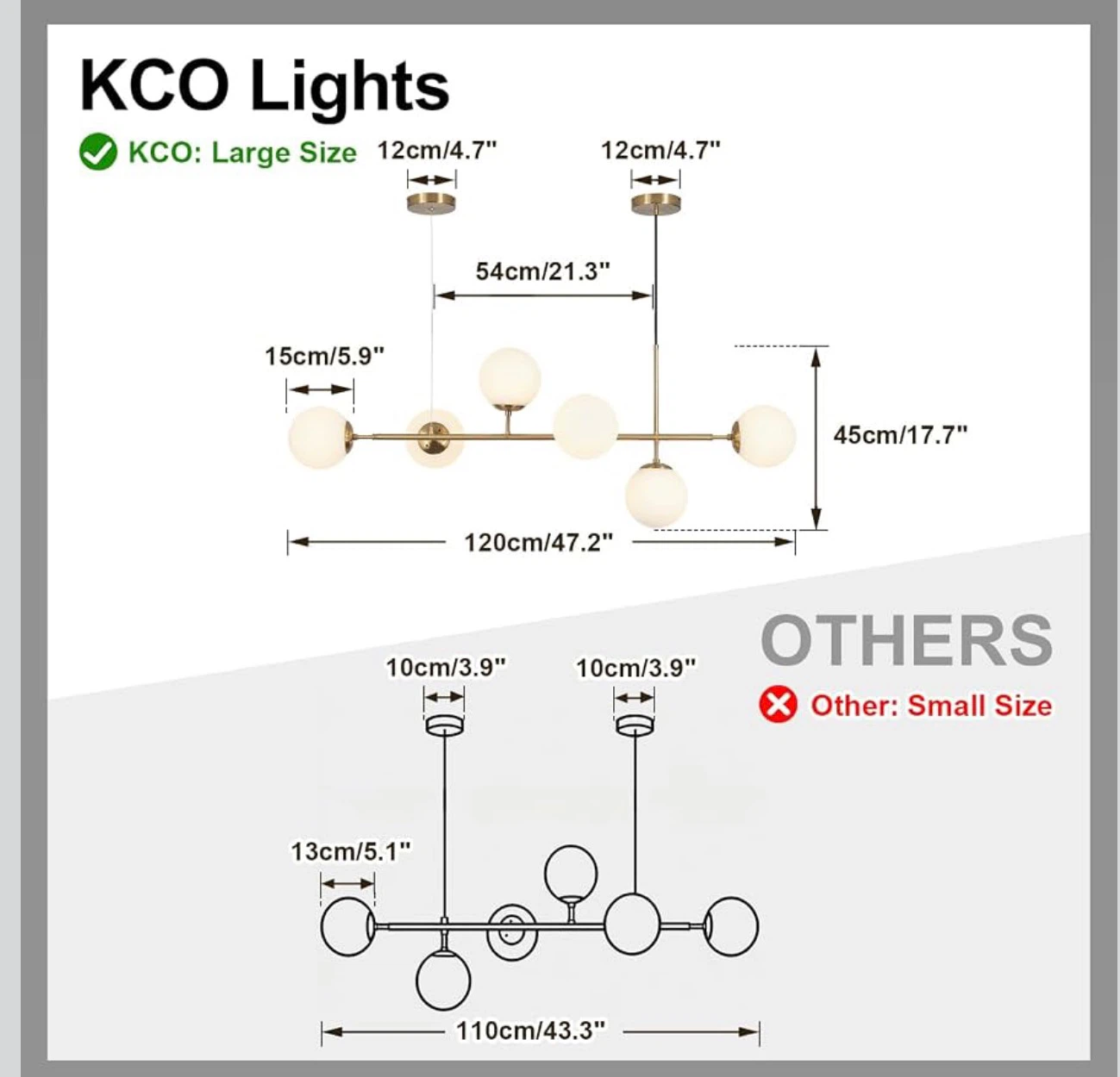 KCO Lights Modern Brass and Glass Chandelier - photo 5