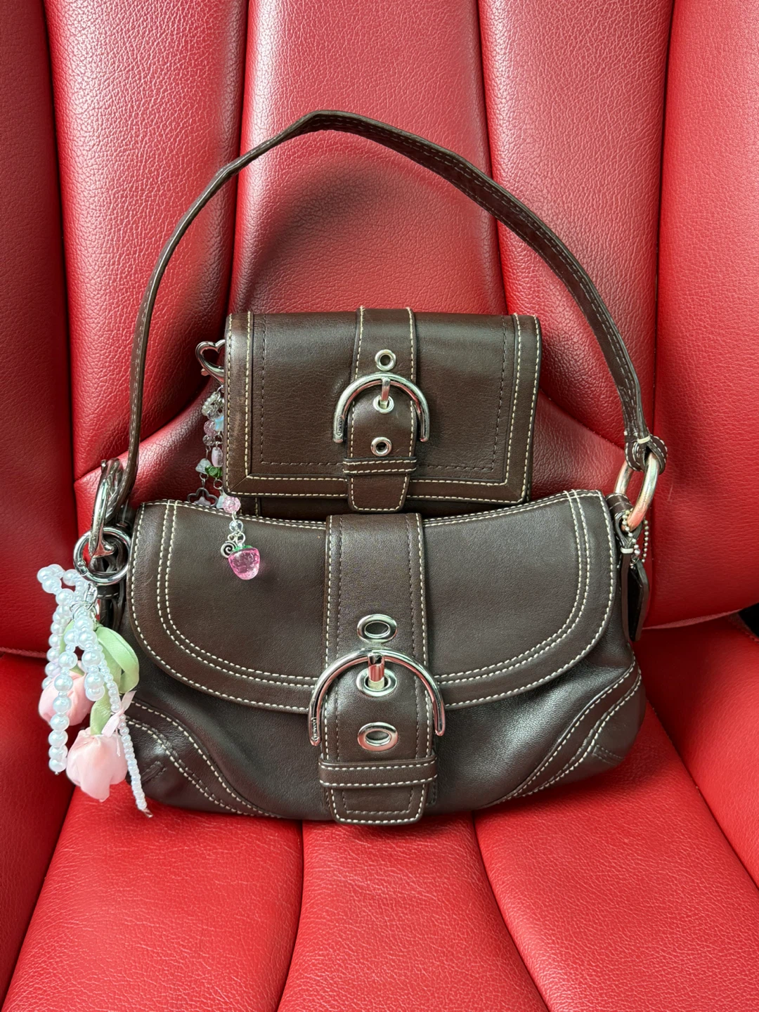 Brown leather mini soho set  🤎