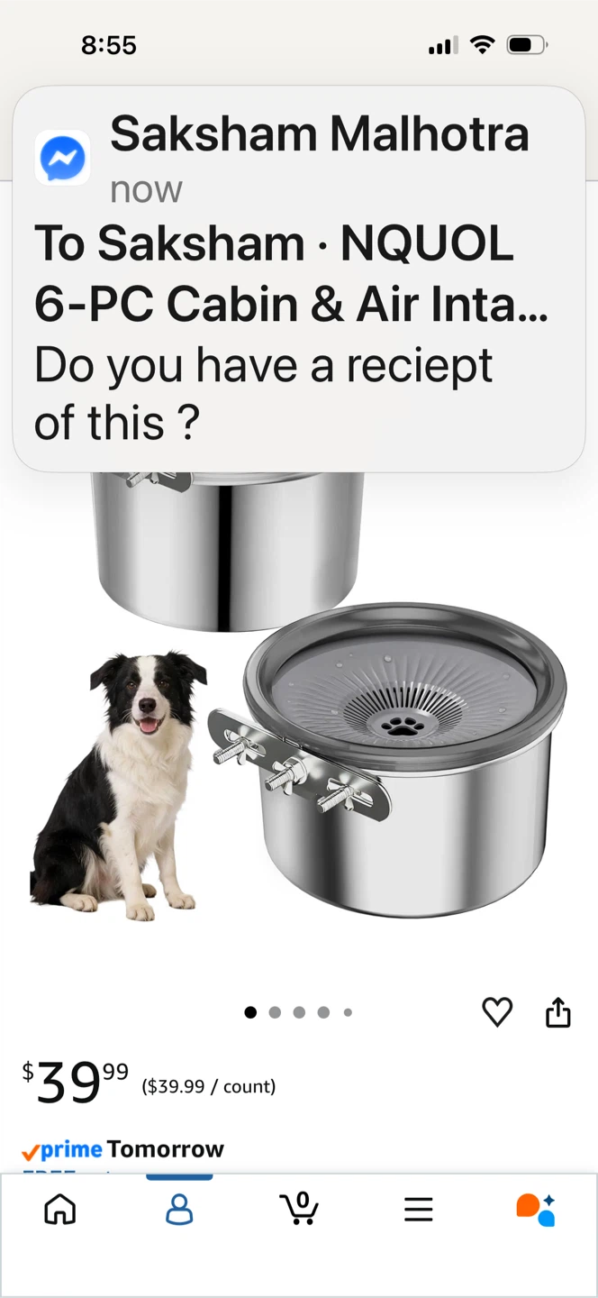2pc No-Spill Stainless Steel Dog Crate Bowls 2.5L