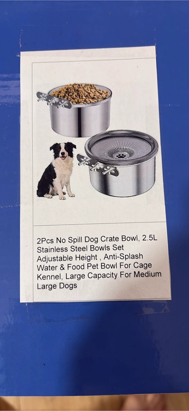 2pc No-Spill Stainless Steel Dog Crate Bowls 2.5L - photo 3