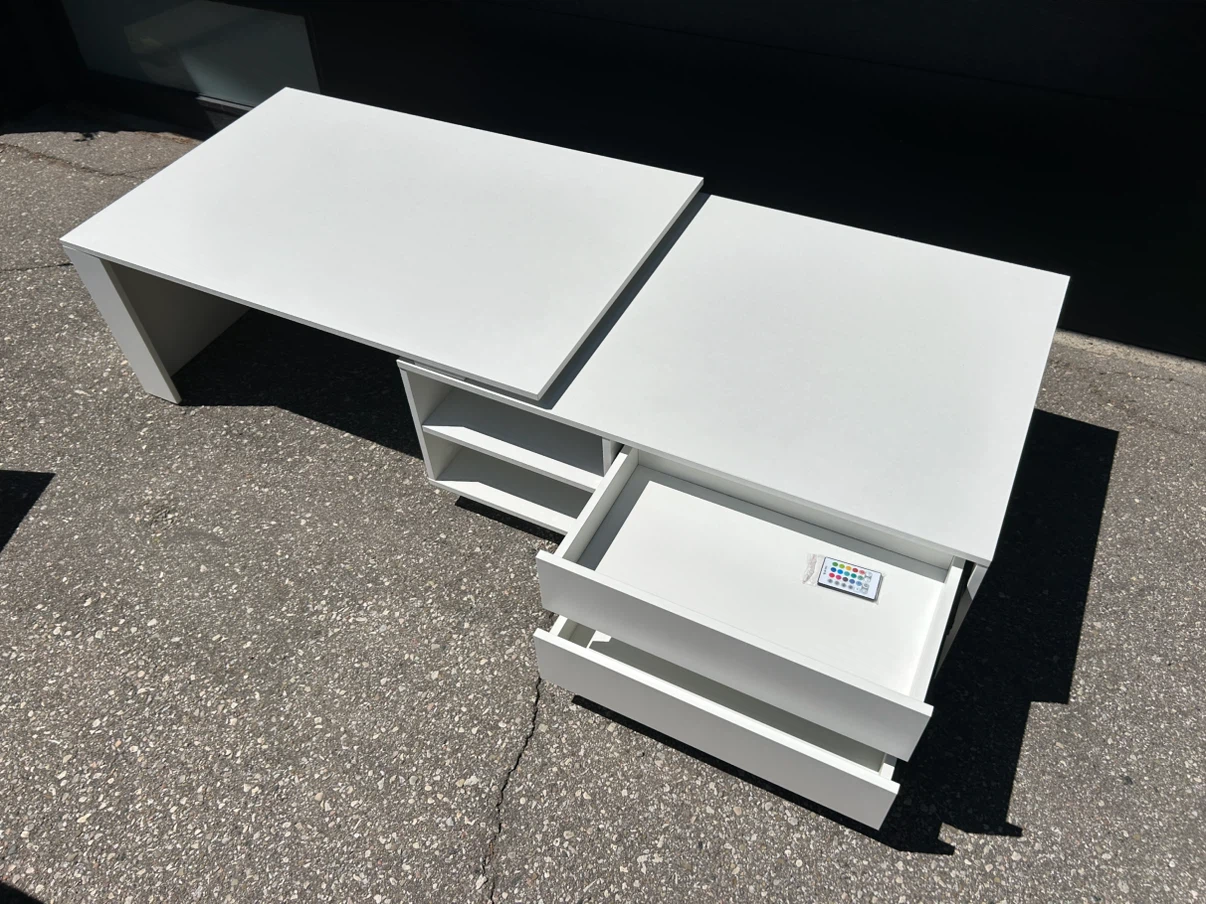 New White lift-top coffee table with drawers and LED - photo 4