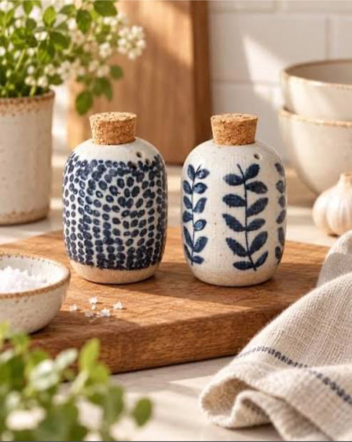 Danica Heirloom Ceramic Stoneware Salt and Pepper Shakers New