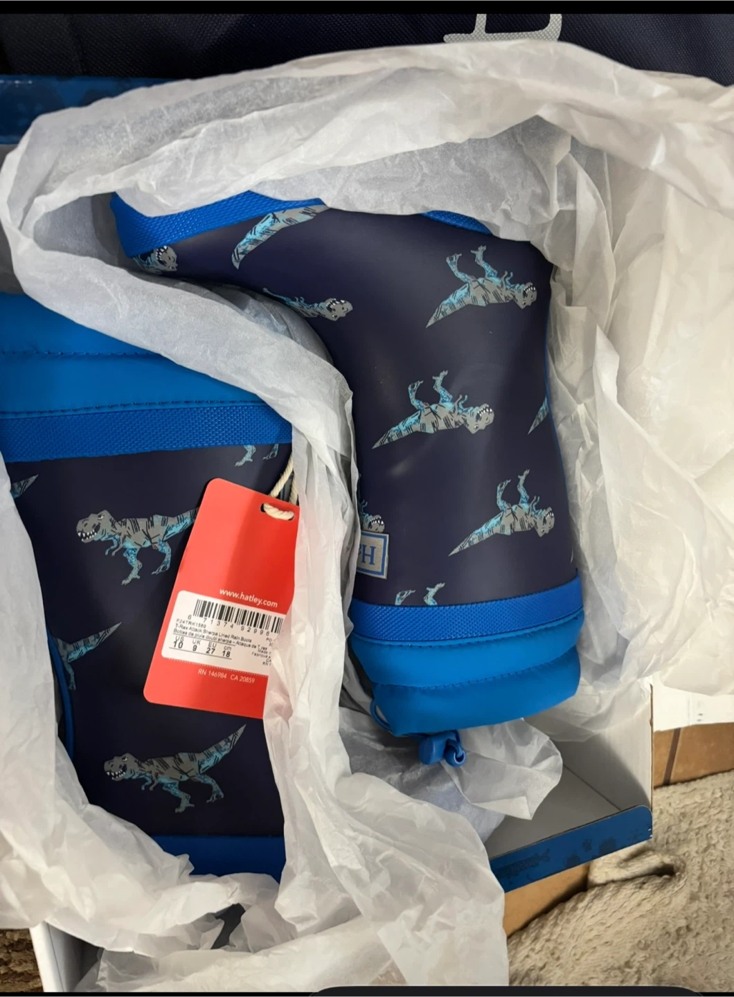 Hatley Kids' Sherpa Lined Rain Boots T-Rex ~ size 10 - photo 2