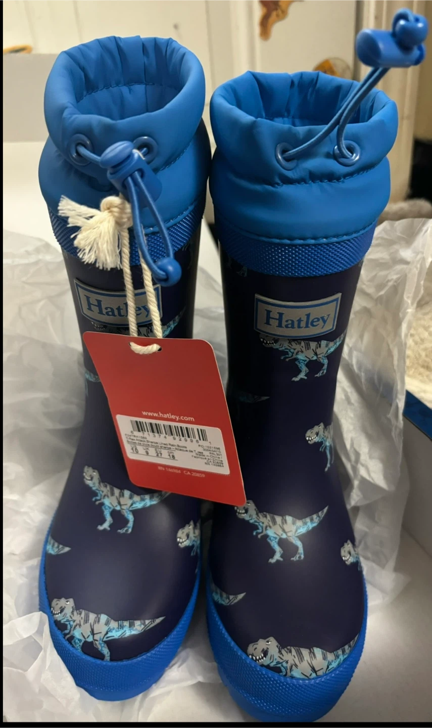 Hatley Kids' Sherpa Lined Rain Boots T-Rex ~ size 10 - photo 3