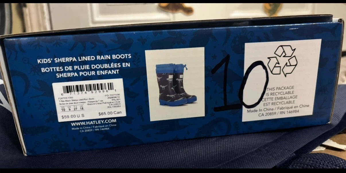 Hatley Kids' Sherpa Lined Rain Boots T-Rex ~ size 10 - photo 5