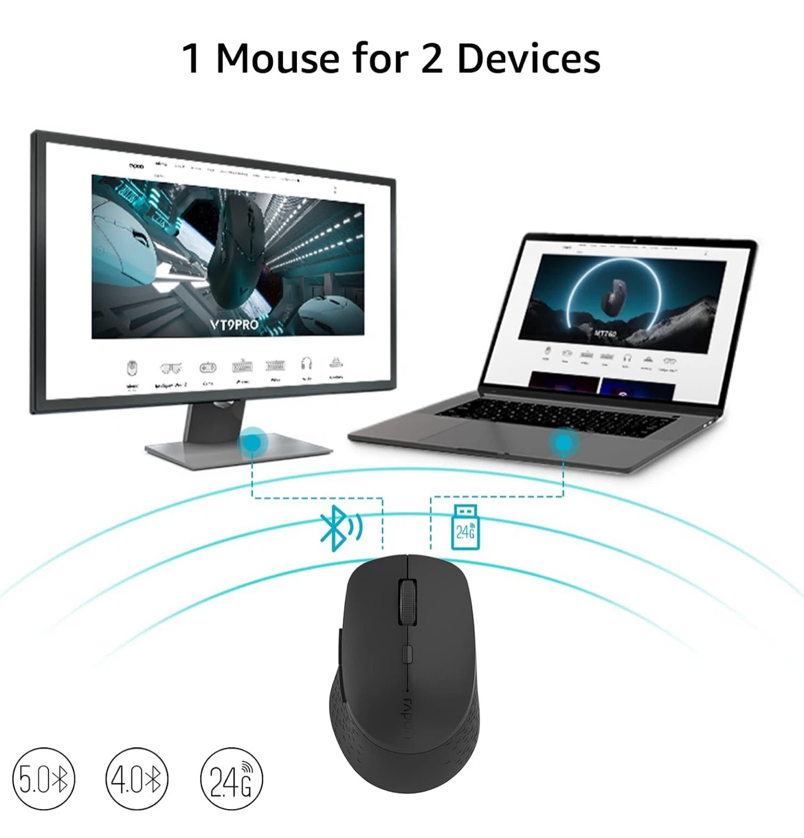 Rapoo M300G Silent Multi-Mode Wireless Mouse – Brand New – $10 - photo 4