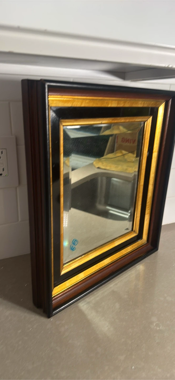 Vintage Wooden Wall Mirror 17” - 15”