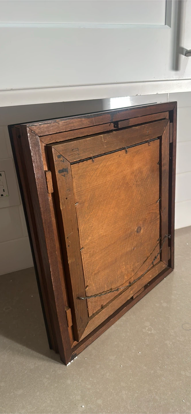 Vintage Wooden Wall Mirror 17” - 15” - photo 4
