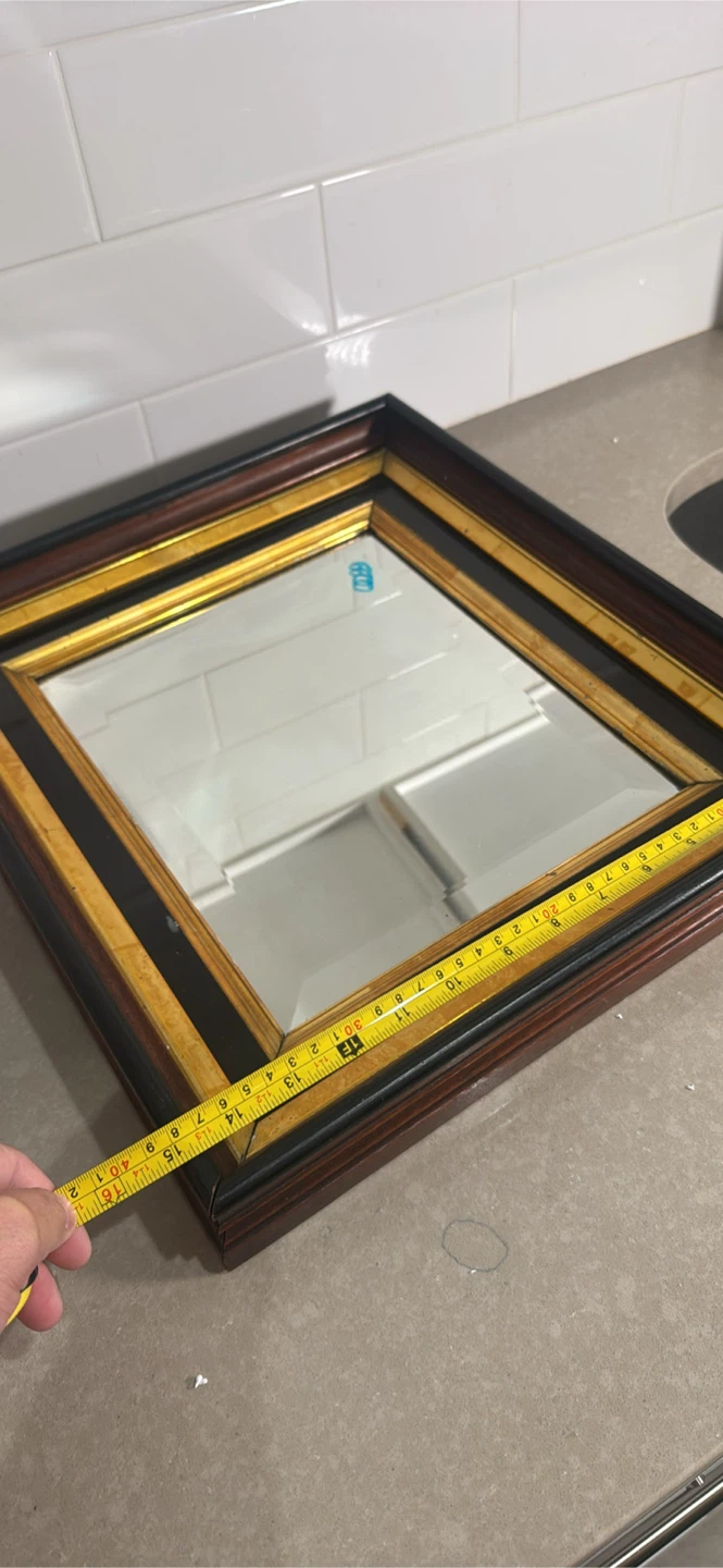 Vintage Wooden Wall Mirror 17” - 15” - photo 5