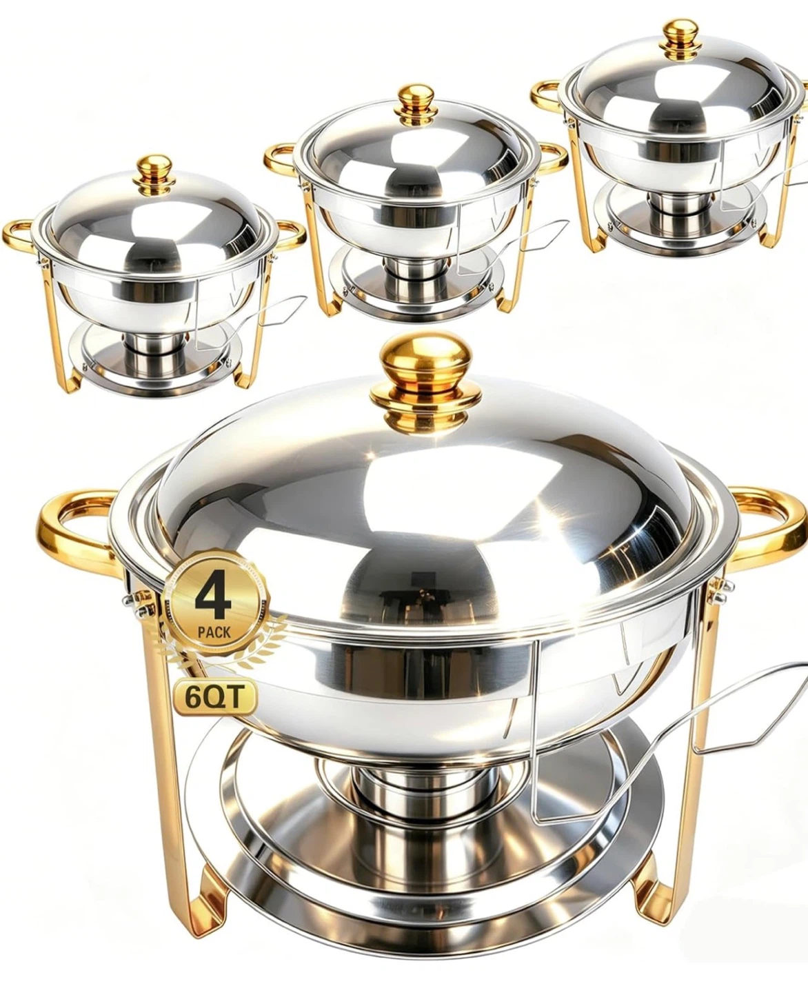 Chafing Dishes for Buffet 4 Pack, 6QT