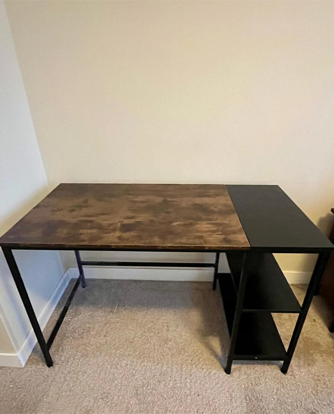 Industrial Style Desk with Side Shelving