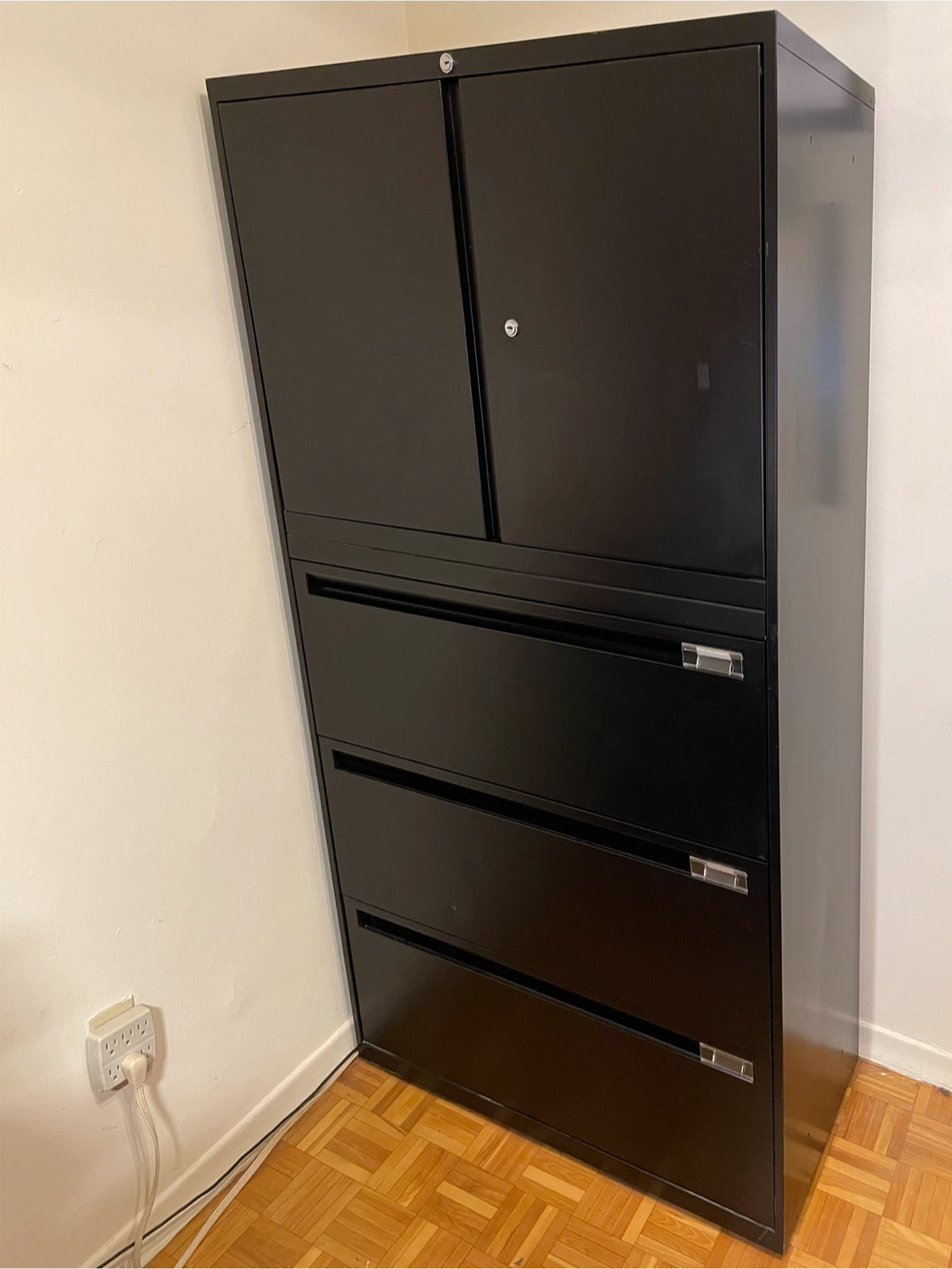 Steel 3-Drawer Lateral Filing Cabinet with Hutch