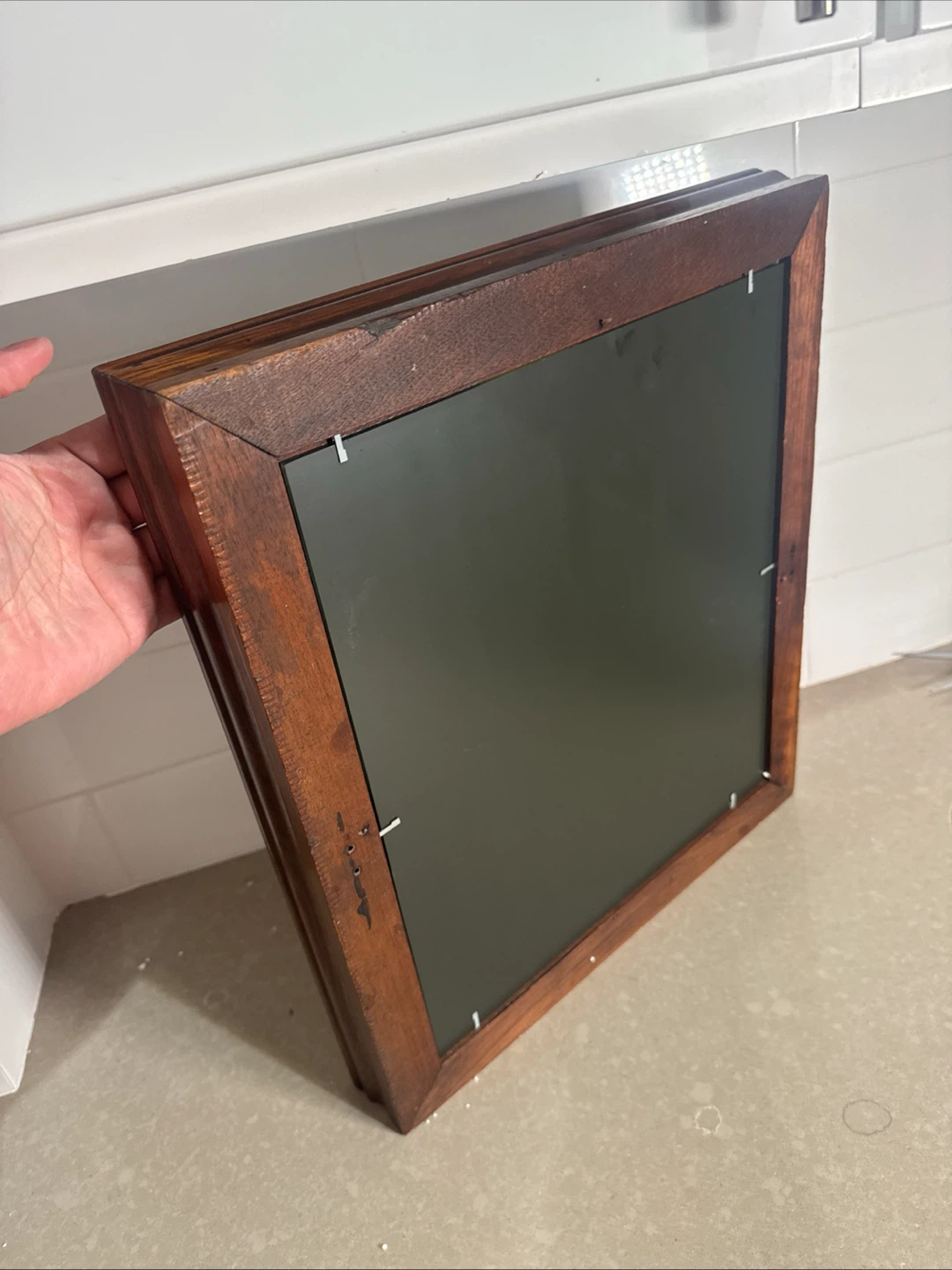 Vintage Wooden Wall Mirror 17”-15” - photo 4