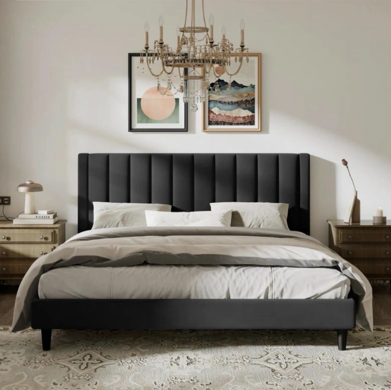 Black Upholstered King Bed Frame - photo 4