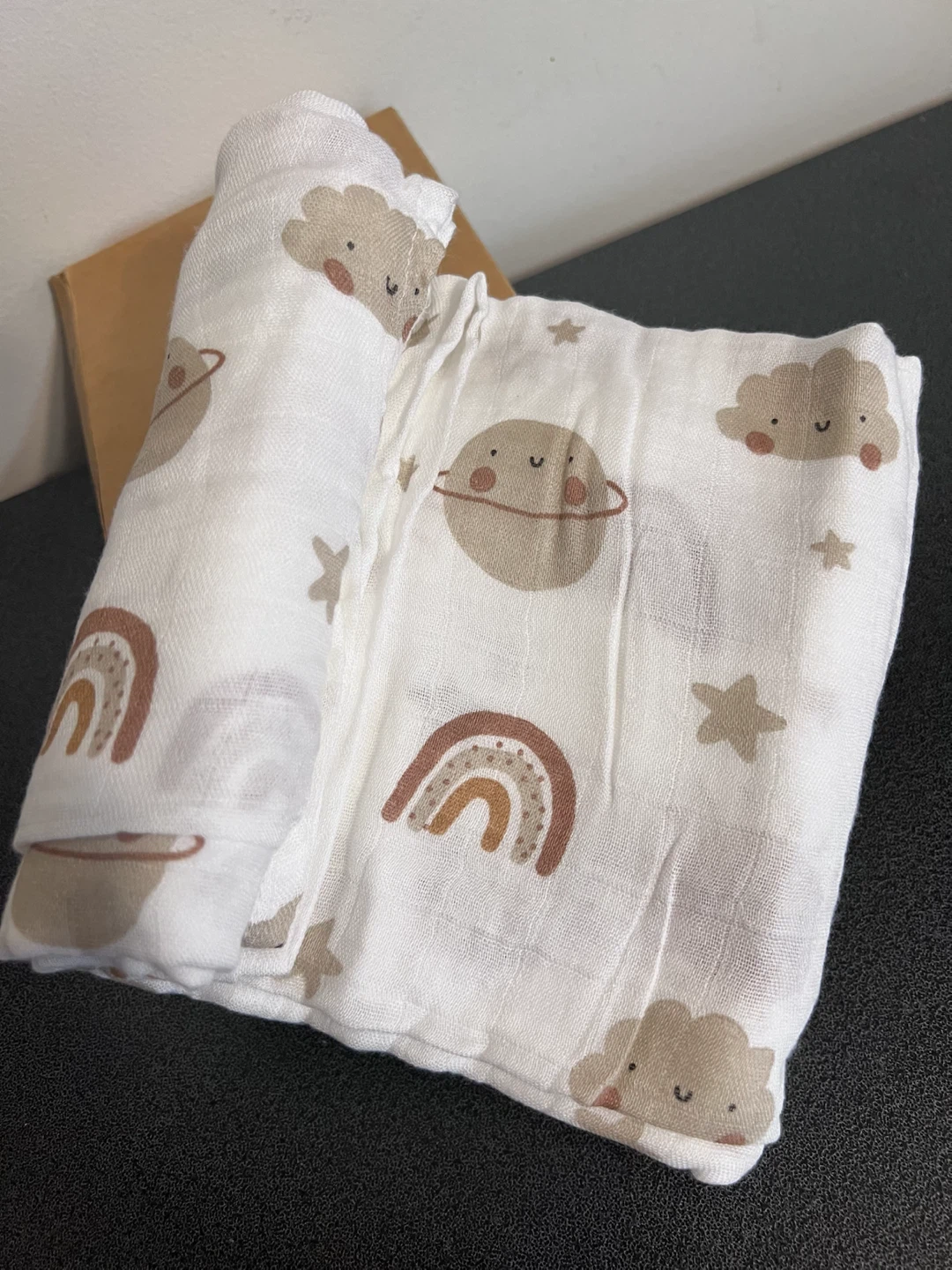 Snowy Moose Bamboo & Cotton Swaddle Blanket –Rainbow Print - photo 4
