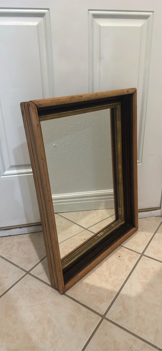 Decorative Wood and Gold Trim Mirror 23”-18”