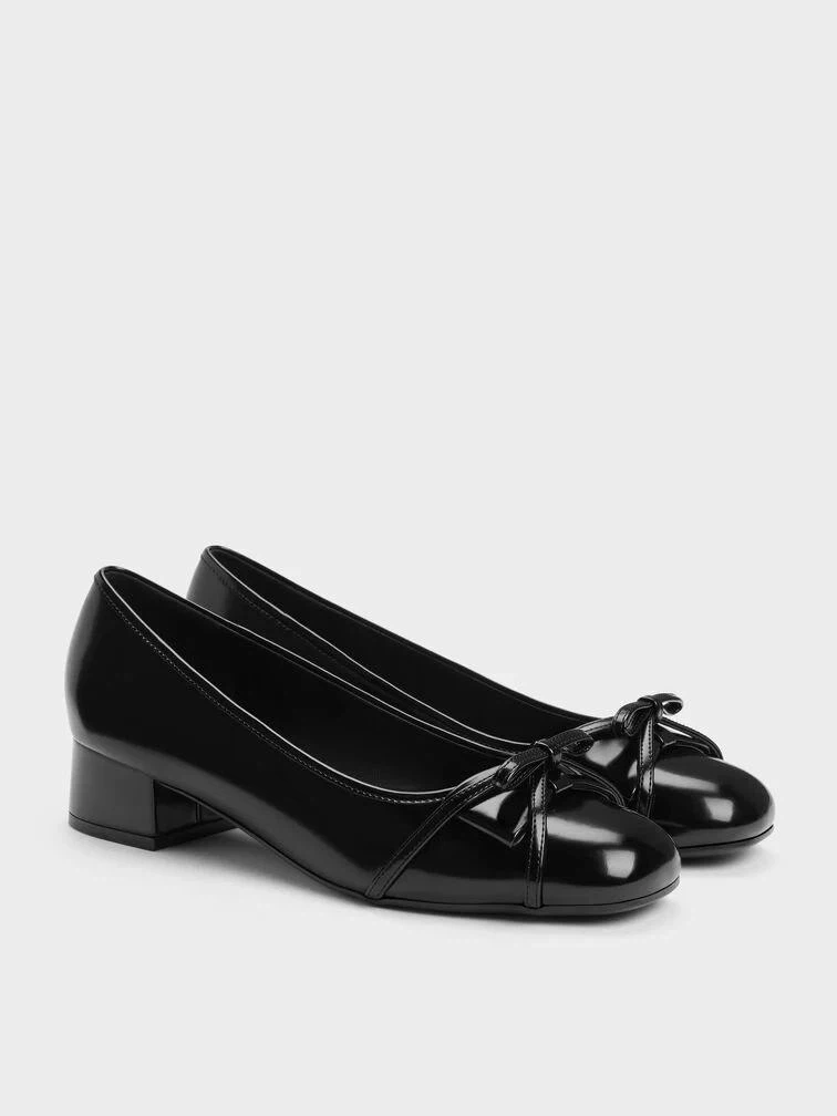 Charles & Keith Black Bow Block Heels Size 37 - photo 3