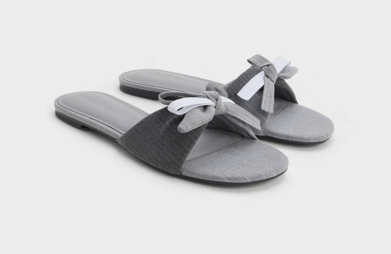 Charles & Keith Bow Slide - Grey Size 37 - photo 2