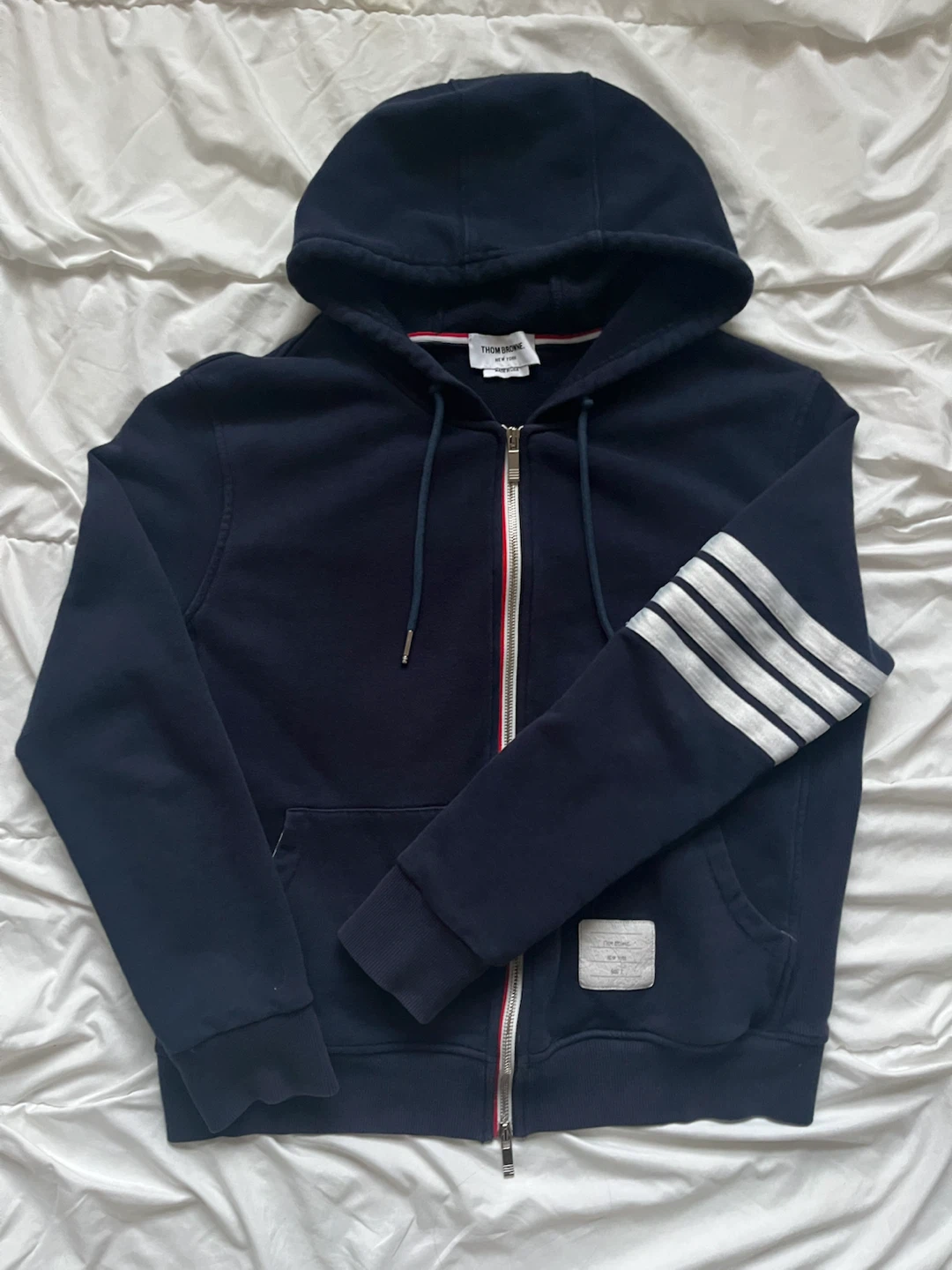 Thom Browne Navy Zip-Up Hoodie