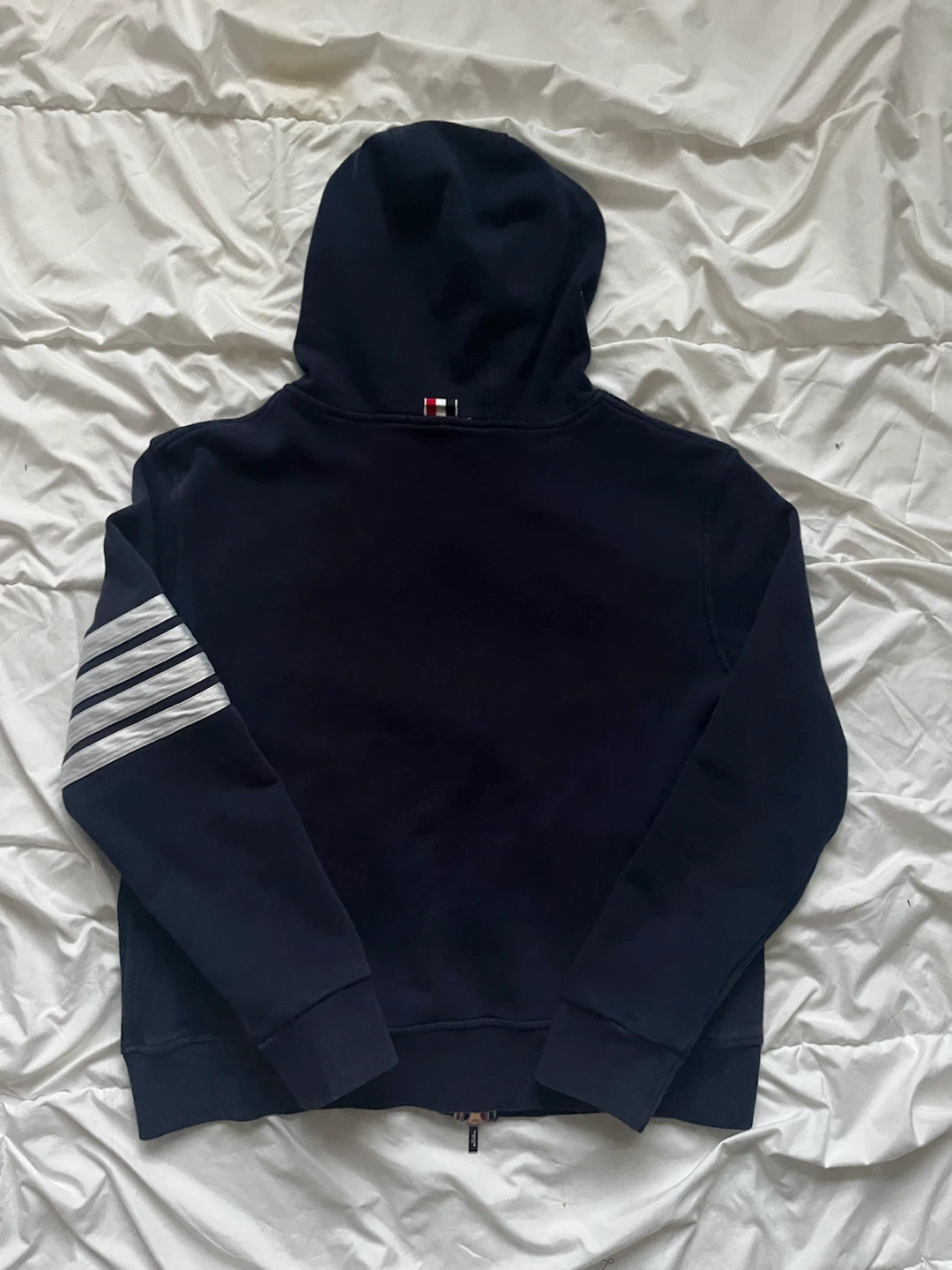 Thom Browne Navy Zip-Up Hoodie - photo 2