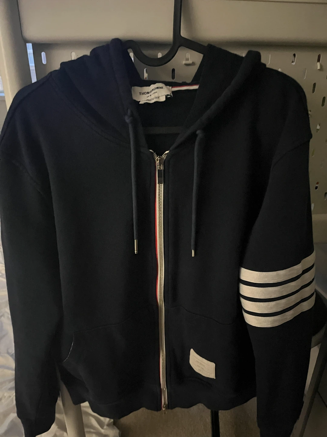 Thom Browne Navy Zip-Up Hoodie - photo 3