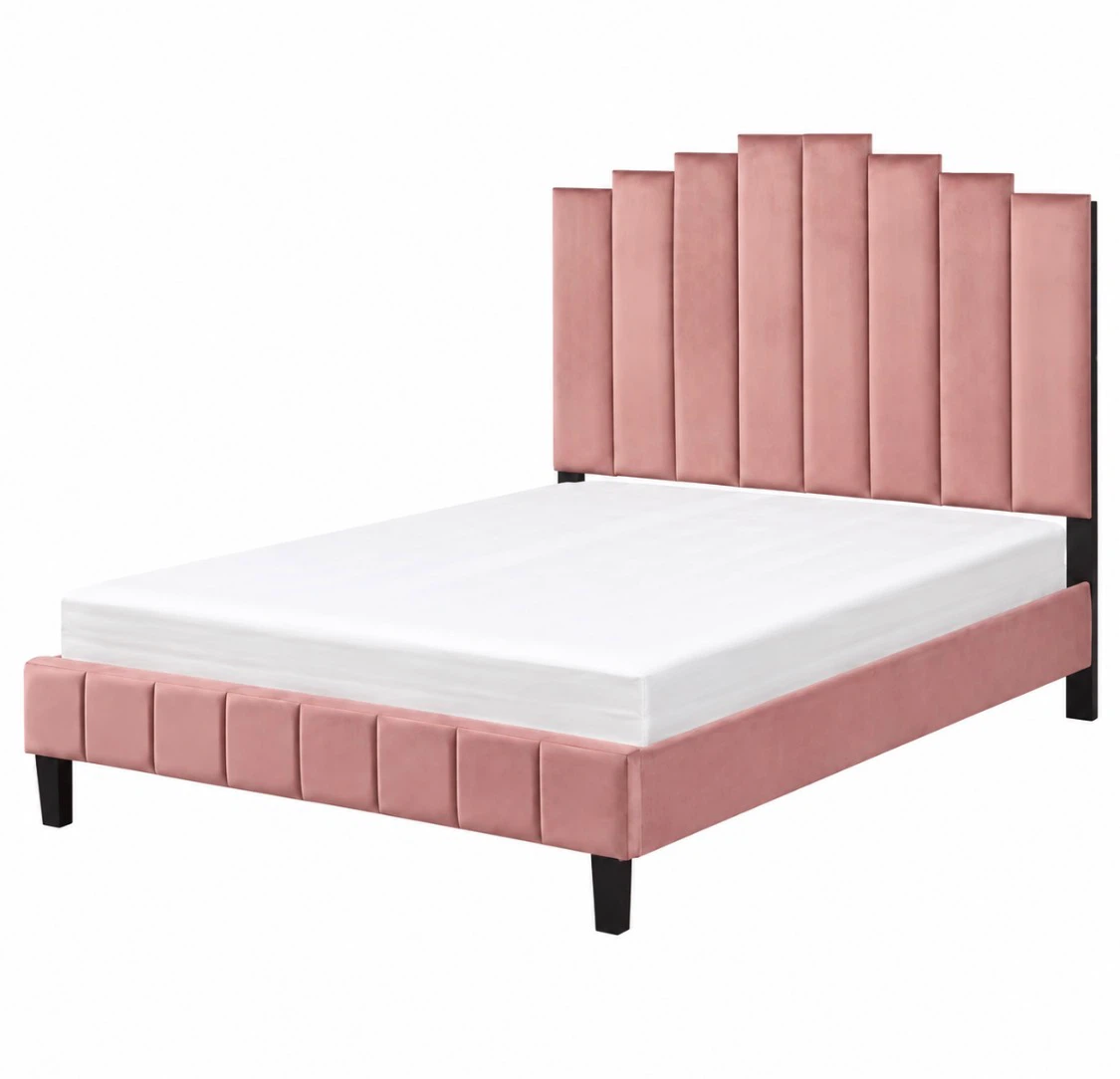 New Queen Size Platform Bed Luxury Velour Rose Pink - photo 2