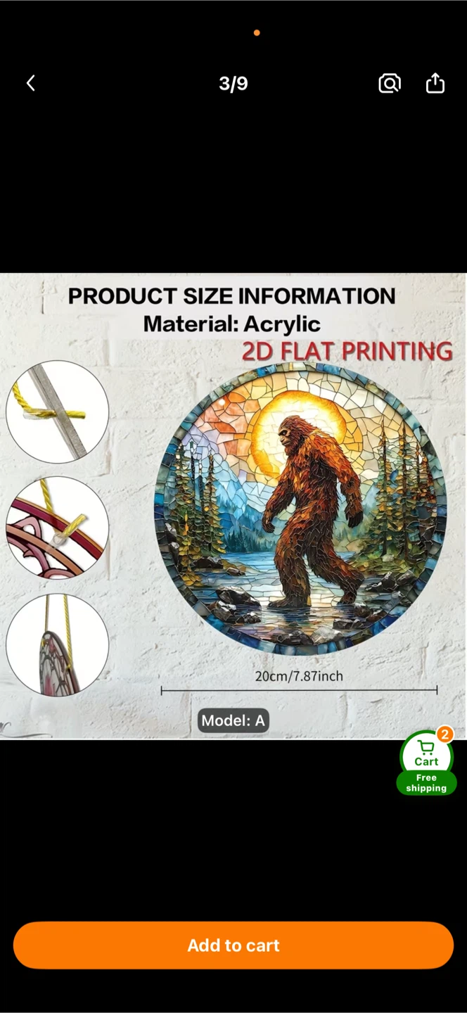 2D acrylic sun catcher, Sasquatch in the sun, - photo 2